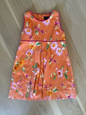 Ralph Lauren Orange Floral Sleeveless A-Line Dress